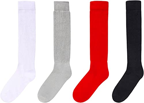 Fun Cute Colorful Slouch Socks For Women Girls, Scrunch Socks Women, Cotton Long High Tube Socks, Fashion Vintage 80s Gifts, 90s Gifts 4 Pairs - Image 3
