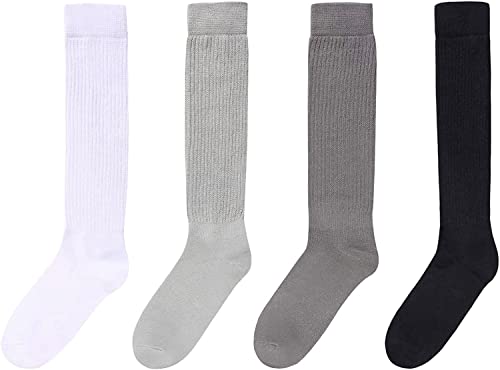 Fun Cute Colorful Slouch Socks For Women Girls, Scrunch Socks Women, Cotton Long High Tube Socks Extra Tall Heavy Socks, Fashion Vintage 80s Gifts, 90s Gifts 4 Pairs - Image 3