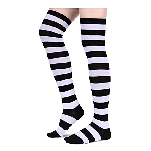 6 Pair Athletic Thigh Highs Tube Socks, Stripes Socks, Sporty Stockings 80s Socks, Cosplay Costume, Knee High Socks for Women - Image 3