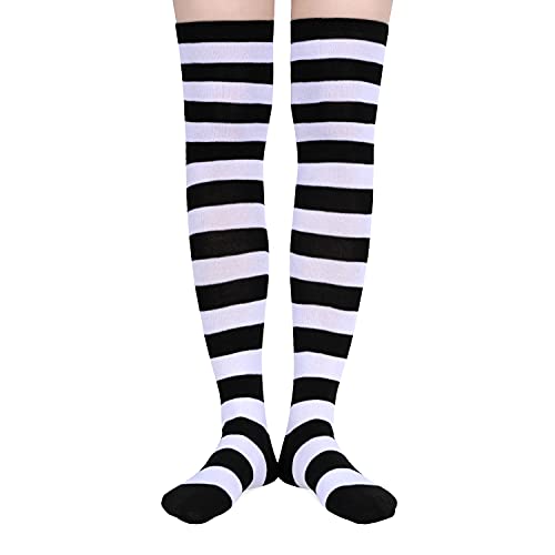 6 Pair Athletic Thigh Highs Tube Socks, Stripes Socks, Sporty Stockings 80s Socks, Cosplay Costume, Knee High Socks for Women - Image 4