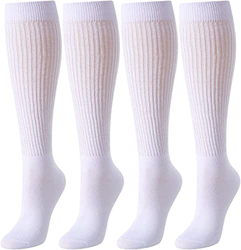 Fashion Vintage 80s Gifts, 90s Gifts, Fun Cute Colorful Slouch Socks for Women Girls, Scrunch Socks Women, Cotton Long High Tube Socks, Extra Tall and Heavy Socks 4 Pairs - Image 2