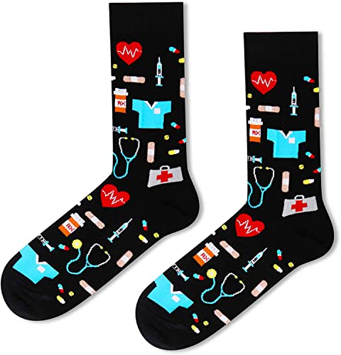 Stethoscope Doctor Nurse Socks for Him, Medical Socks for Men, Health Care Worker Gifts for Men, Xmas Socks Going Away Gift for Him - Image 4