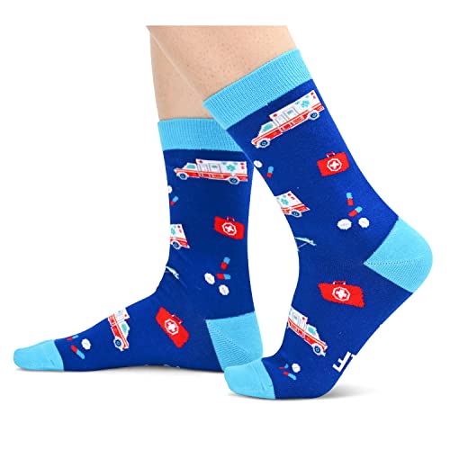 Unisex EMT Socks, Emergency Room ER Nurse Gifts, Graduation Gifts, Ambulance Drivers Gifts, EMT Driver Gifts, Funny Paramedic Gifts for Men Women, Thank You Gifts - Image 2