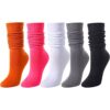 5 Pairs Fashion Vintage 80s Gifts, 90s Gifts, Fun Cute Colorful Slouch Socks for Women Girls, Extra Tall Heavy Socks, Scrunch Socks Women