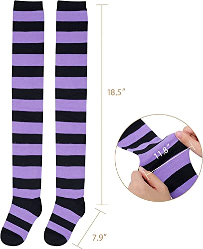 6 Pair Kawaii Stripe Printed Thigh High Socks, Over Knee Long Socks, Cosplay Party Cute Uniform Over knee Socks, Women Sock - Image 3