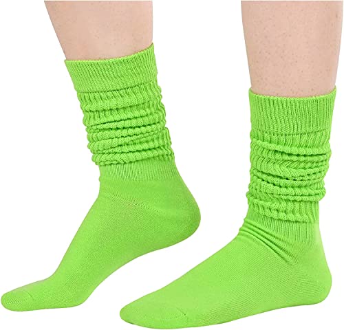 5 Pairs Cotton Long High Tube Socks, Fashion Vintage 80s Gifts, 90s Gifts, Extra Tall Heavy Socks, Fun Cute Colorful Slouch Socks for Women Girls, Scrunch Socks Women - Image 4