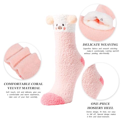 Fuzzy Socks for Women Girls Colorful Indoors Animal Slipper Socks, Functional Slipper Socks, Cozy Gifts for Women - Image 4