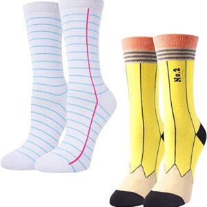 Alternative view of Funny Pencil Notebook Socks for Women, Novelty Women's Book-Themed Socks, Best Gifts for Book lovers, Book Clubs Members, Librarians, Students Birthdays Gifts, Thanksgiving Gifts