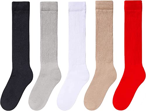 Fashion Vintage 80s Gifts, 90s Gifts, Fun Cute Colorful Slouch Socks for Women Girls, Scrunch Socks Women, Cotton Long High Tube Socks, Extra Tall and Heavy Socks 5 Pairs - Image 3