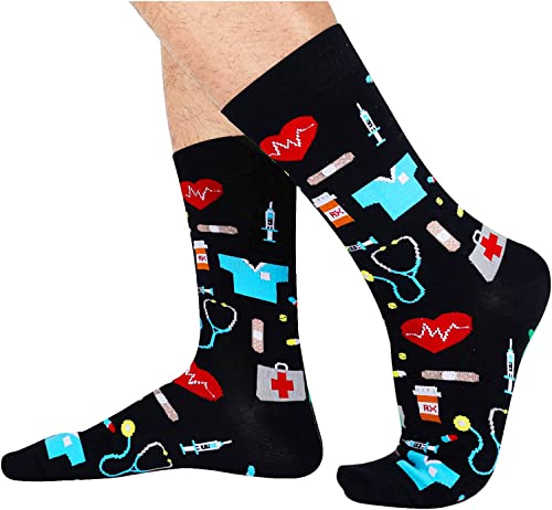 Stethoscope Doctor Nurse Socks for Him, Medical Socks for Men, Health Care Worker Gifts for Men, Xmas Socks Going Away Gift for Him - Image 3