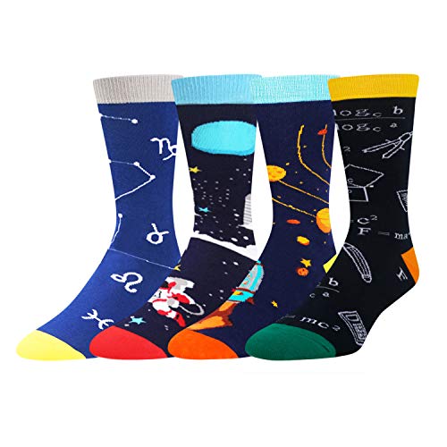 4 Pack Space Socks for Men, Gifts For Male Teacher Student Astronomy Lover, Novelty Cool Space gift Socks - Image 2