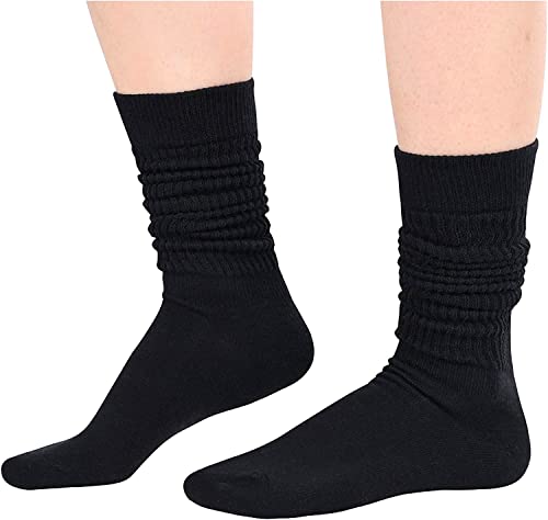 5 Pairs Fun Cute Colorful Slouch Socks for Women Girls, Scrunch Socks Women, Fashion Vintage 80s Gifts, 90s Gifts, Cotton Long High Tube Socks, Extra Tall Heavy Socks - Image 4