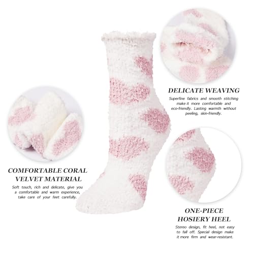 5 Pack Heart Fuzzy Socks Gifts for Women, Fluffy Socks For Girls, Cute Fuzzy Socks For Women Girls, Soft Socks Cozy Socks For Girls - Image 4