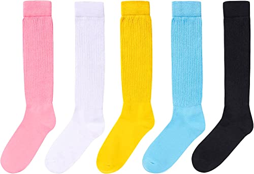 5 Pairs Fun Cute Colorful Slouch Socks for Women Girls, Scrunch Socks Women, Fashion Vintage 80s Gifts, 90s Gifts, Cotton Long High Tube Socks, Extra Tall Heavy Socks - Image 3