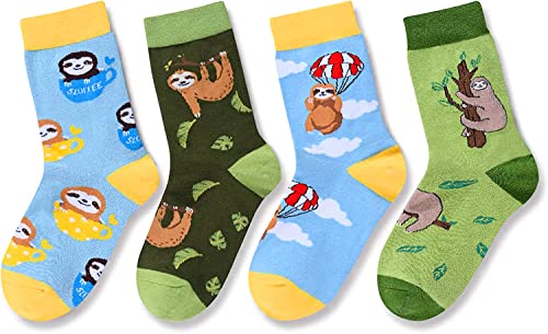 4 Pairs Fun Sloth Gifts for Boys Gifts for Kids Who Love Sloth Cute Boy's Sloth Socks, Gifts for 7-10 Years Old Boys - Image 2