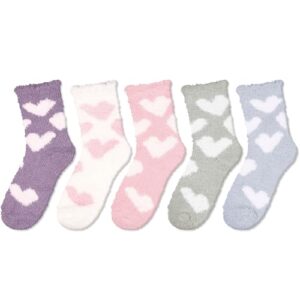 Alternative view of 5 Pack Fluffy Lovely Cute Socks Gifts, Fuzzy Anti-Slip Socks for Women Girls, Non Slip Slipper Socks with Grippers
