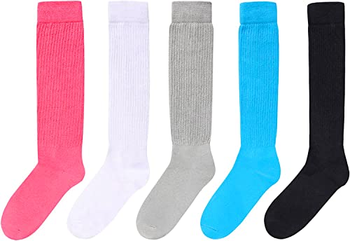 Fashion Vintage 80s Gifts, 90s Gifts, Extra Tall Heavy Socks, Fun Cute Colorful Slouch Socks for Women Girls, Scrunch Socks Women Cotton Long High Tube Socks 5 Pairs - Image 3