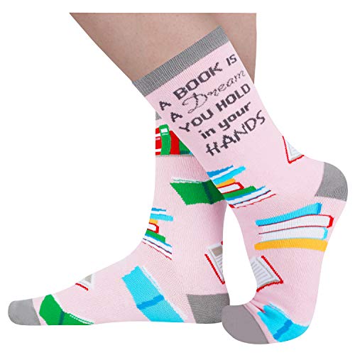 Funny Reading Socks for Women, Novelty Women's Book Printed Socks, Best Gifts for Book lovers, Gift For Middle School, High School, College, Grad School, Phd Students - Image 3