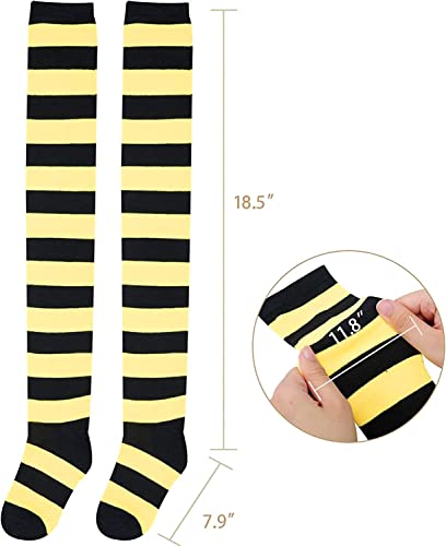 7 Pair Striped Thigh High Socks, Knee High Socks for Women Teen Girls, School Socks, Long Socks Over the Knee Socks - Image 3