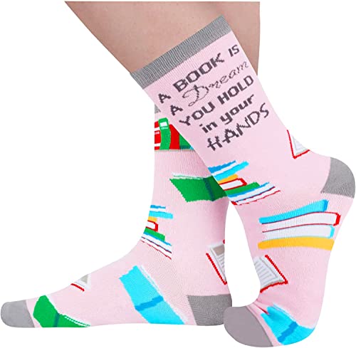 Funny Book Socks for Women, Novelty Women's Reading Socks, Book Lovers Gift Ideas, Best Gift For Students, Teachers, Perfect for Birthdays, White Elephant Day, Teachers Day - Image 4