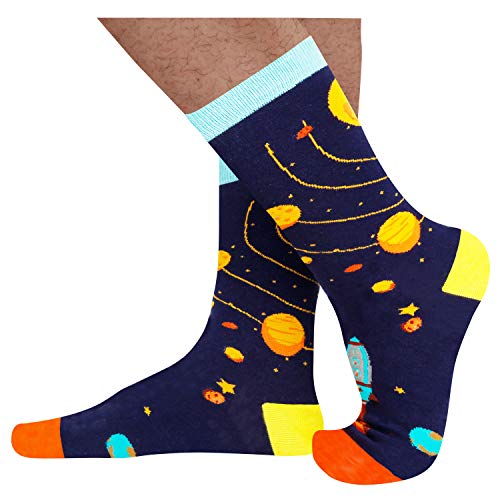 4 Pack Space Socks for Men, Gifts For Male Teacher Student Astronomy Lover, Novelty Cool Space gift Socks - Image 4