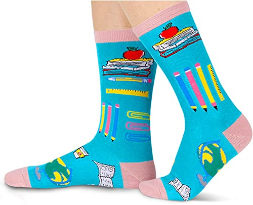 Novelty Women's Book Socks, Funny Pencil Notebook Socks, Best Gifts for Book Lovers, Book Clubs Members, Librarians, Students, Birthdays, Thanksgiving Gifts - Image 3
