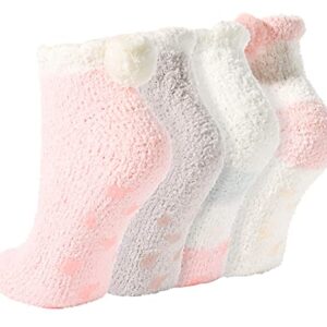Alternative view of Fuzzy Anti-Slip Socks, Non Slip Fluffy Slipper Socks for Women Girls with Grippers, Cozy Gifts For Her 4 Pairs
