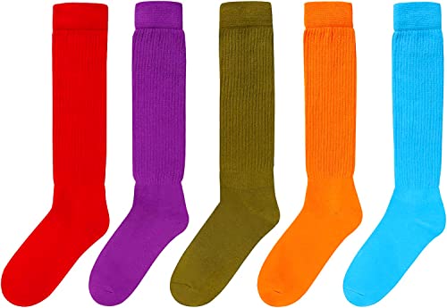 5 Pairs of Extra Tall Heavy Socks, Cotton Long High Tube Socks, Scrunch Socks Women, Fun Cute Colorful Slouch Socks for Women Girls, Fashion Vintage 80s, 90s Gifts - Image 3
