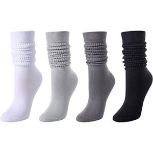 Fun Cute Colorful Slouch Socks For Women Girls, Scrunch Socks Women, Cotton Long High Tube Socks Extra Tall Heavy Socks, Fashion Vintage 80s Gifts, 90s Gifts 4 Pairs