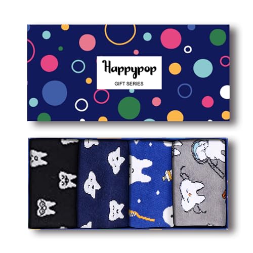 4 Pack Unique Teeth socks, Dental Gifts for Men, Crazy Dentist Teeth Socks Gifts - Image 4
