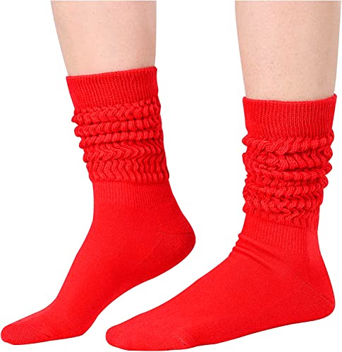 Fashion Vintage 80s Gifts, 90s Gifts, Fun Cute Colorful Slouch Socks for Women Girls, Scrunch Socks Women, Cotton Long High Tube Socks, Extra Tall and Heavy Socks 5 Pairs - Image 4