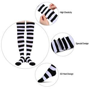 Alternative view of 6 Pair Athletic Thigh Highs Tube Socks, Stripes Socks, Sporty Stockings 80s Socks, Cosplay Costume, Knee High Socks for Women