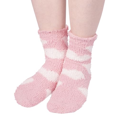 5 Pack Fluffy Lovely Cute Socks Gifts, Fuzzy Anti-Slip Socks for Women Girls, Non Slip Slipper Socks with Grippers - Image 3