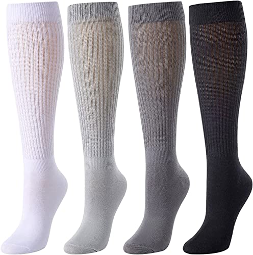 Fun Cute Colorful Slouch Socks For Women Girls, Scrunch Socks Women, Cotton Long High Tube Socks Extra Tall Heavy Socks, Fashion Vintage 80s Gifts, 90s Gifts 4 Pairs - Image 2