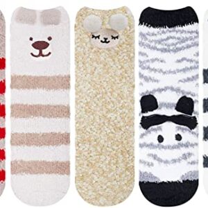 Alternative view of 5 Pack Christmas Fuzzy Socks Cozy Gifts for Women Girls Cute Fluffy Winter Warm Slipper Socks