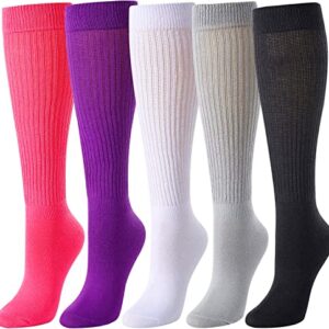 Alternative view of Scrunch Socks Women, Extra Tall Heavy Socks, Fun Cute Colorful Slouch Socks for Women Girls, Cotton Long High Tube Socks, Fashion Vintage 80s Gifts, 90s Gifts 5 Pairs