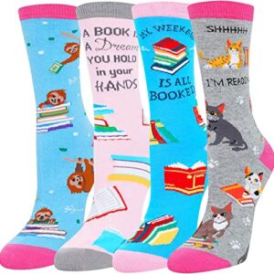 Alternative view of Funny Book Socks for Women, Novelty Women's Reading Socks, Book Lovers Gift Ideas, Best Gift For Students, Teachers, Perfect for Birthdays, White Elephant Day, Teachers Day