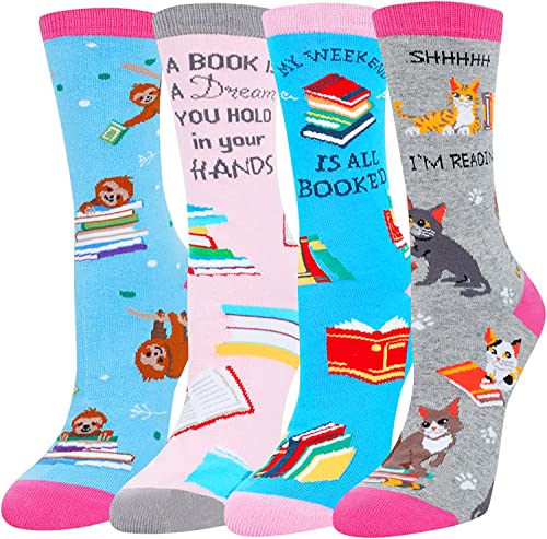 Funny Book Socks for Women, Novelty Women's Reading Socks, Book Lovers Gift Ideas, Best Gift For Students, Teachers, Perfect for Birthdays, White Elephant Day, Teachers Day - Image 2