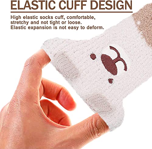 5 Pack Christmas Fuzzy Socks Cozy Gifts for Women Girls Cute Fluffy Winter Warm Slipper Socks - Image 4