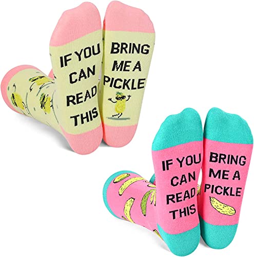 Funny Pickle Socks for Women Who Love Pickle, Novelty Pickle Gifts, Women's Gag Gifts, Gifts for Pickle Lovers, Funny Sayings If You Can Read This, Birng Me A Pickle Socks - Image 2