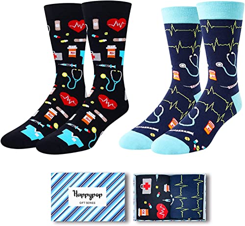 Stethoscope Doctor Nurse Socks for Him, Medical Socks for Men, Health Care Worker Gifts for Men, Xmas Socks Going Away Gift for Him - Image 2