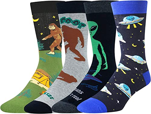 Funny Space Socks for Men Crazy Socks, Astronomy Gifts Outer Space Gifts for Space Lovers, Men Silly Outer Space Crew Socks Great Xmas Gift - Image 2