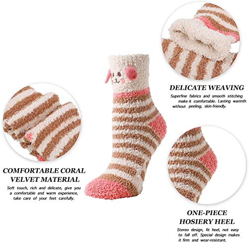 Winter Warm Women Coral Socks Soft Fuzzy Thermal Cozy Cartoon Sock Girl Gifts - Image 4