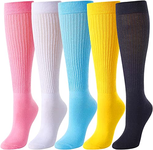 5 Pairs Fun Cute Colorful Slouch Socks for Women Girls, Scrunch Socks Women, Fashion Vintage 80s Gifts, 90s Gifts, Cotton Long High Tube Socks, Extra Tall Heavy Socks - Image 2