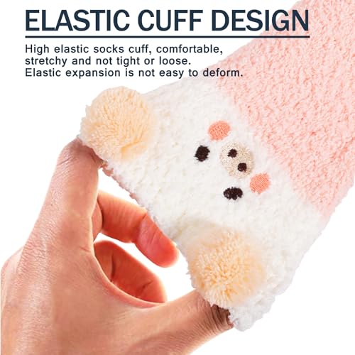 Fuzzy Socks for Women Girls Colorful Indoors Animal Slipper Socks, Functional Slipper Socks, Cozy Gifts for Women - Image 3
