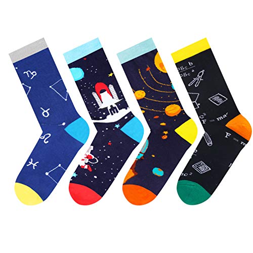 4 Pack Space Socks for Men, Gifts For Male Teacher Student Astronomy Lover, Novelty Cool Space gift Socks - Image 3