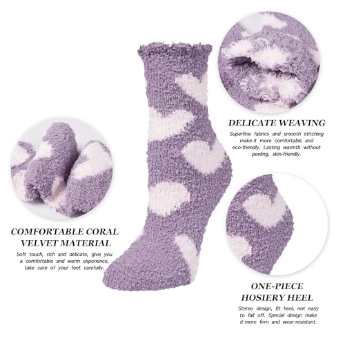 5 Pack Fluffy Lovely Cute Socks Gifts, Fuzzy Anti-Slip Socks for Women Girls, Non Slip Slipper Socks with Grippers - Image 4