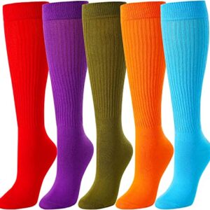 Alternative view of 5 Pairs of Extra Tall Heavy Socks, Cotton Long High Tube Socks, Scrunch Socks Women, Fun Cute Colorful Slouch Socks for Women Girls, Fashion Vintage 80s, 90s Gifts