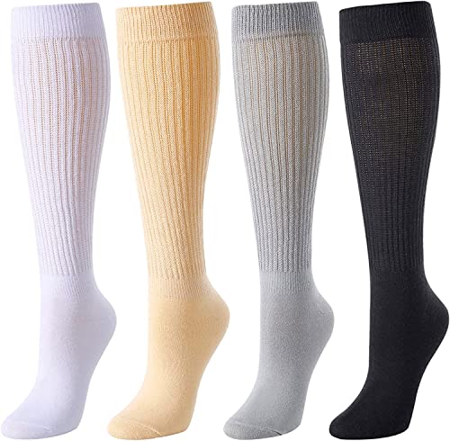 4 Pairs Fun Cute Colorful Slouch Socks for Women Girls, Cotton Long High Tube Socks, Scrunch Socks Women, Fashion Vintage 80s Gifts, 90s Gifts - Image 2