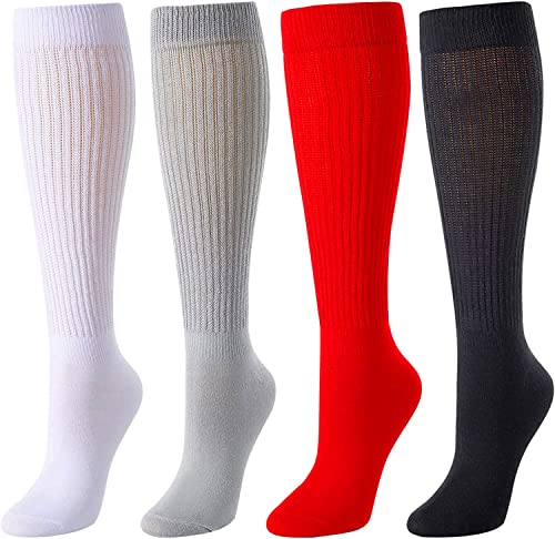 Fun Cute Colorful Slouch Socks For Women Girls, Scrunch Socks Women, Cotton Long High Tube Socks, Fashion Vintage 80s Gifts, 90s Gifts 4 Pairs - Image 2